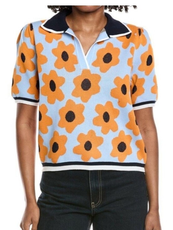 Nanette Lepore Tops - Nanette Lepore Blue Flower Meduim Blouse NWT